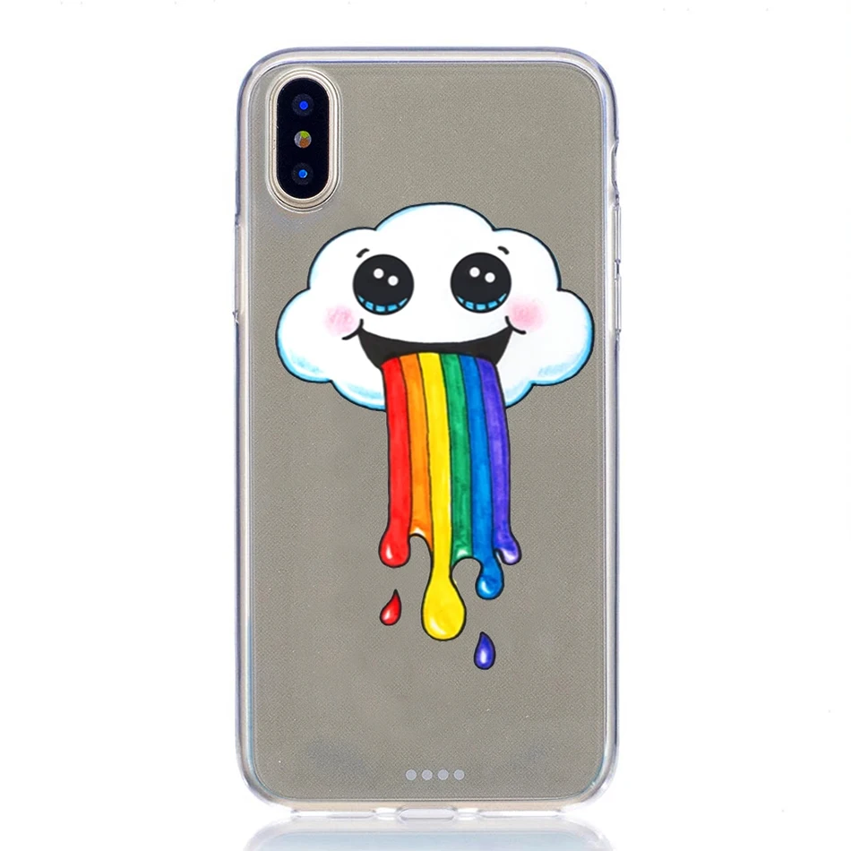 Чехол для iPhone X xs max xr 6 6s 7 8 plus funda силиконовый мягкий Радужный Единорог Стич милый