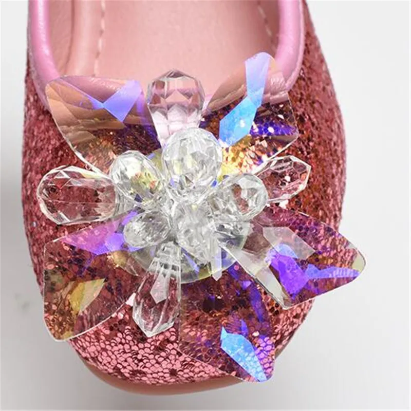 

New Children Crystal shoes Performance Princess Rhinestone Low-heeled Dance Dress Shoes Girls Baby Leather Shoes Toddler 018