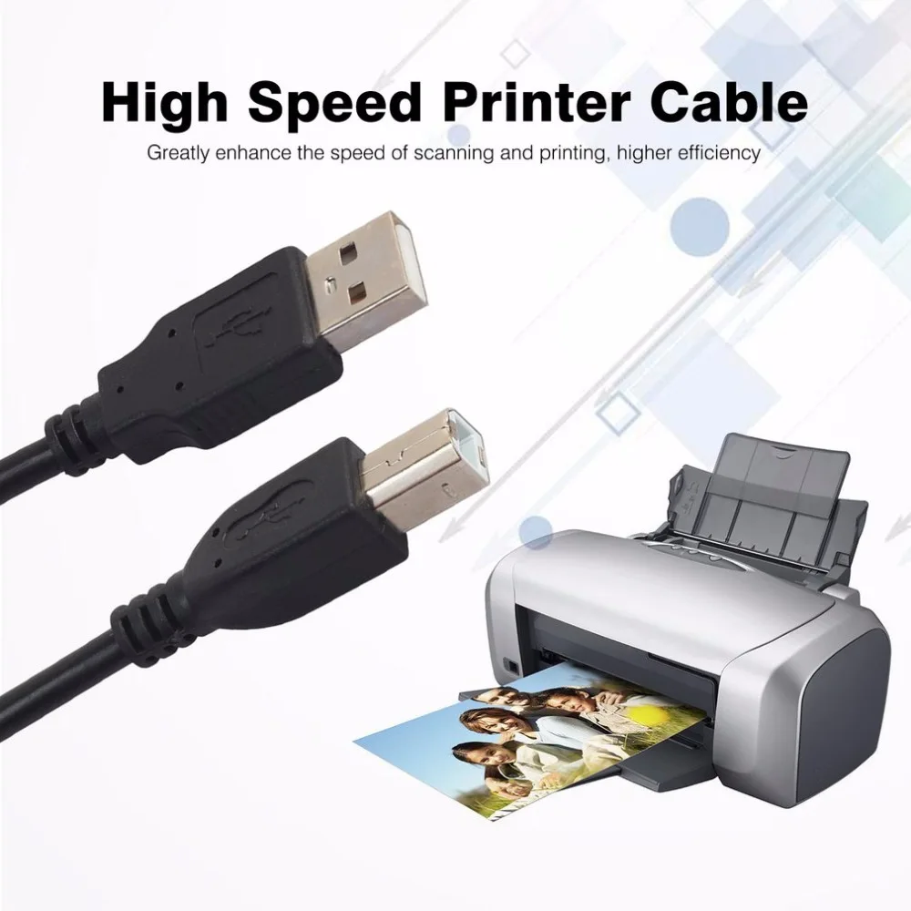 Новинка 2017 высокоскоростной кабель USB 2 0 1 5 м 3 длинный черный экранированный