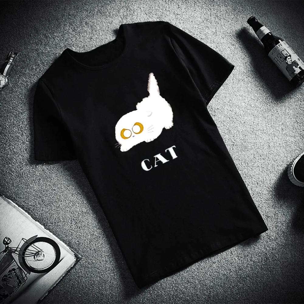 Новинка футболка из 100% хлопка в стиле Харадзюку с изображением милого кота Топы И