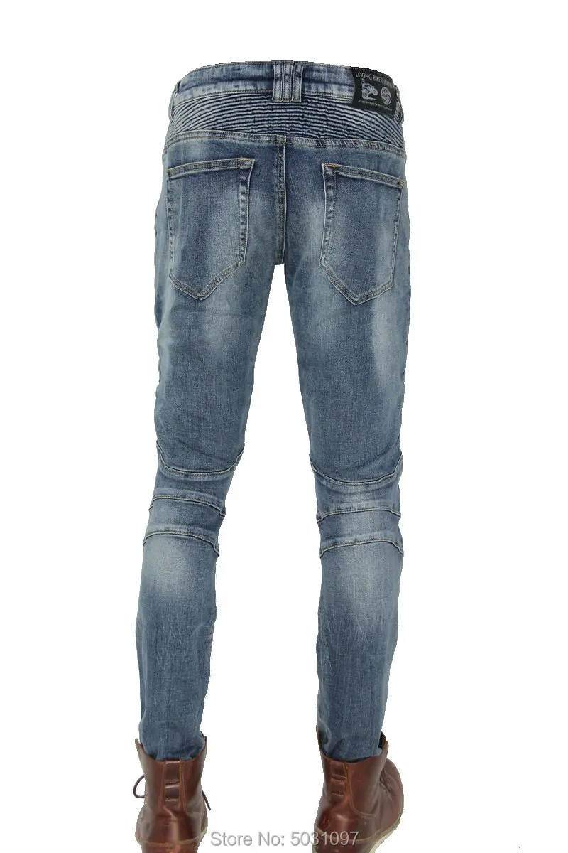 

Free shipping Loong biker motorcycle riding pants pure cotton high quality jeans moto protective leisure straight loose trousers