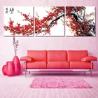 Плакаты и печатные картины Triptyc в виде цветов Красной сливы, традиционная китайская живопись, настенные картины на холсте для гостиной