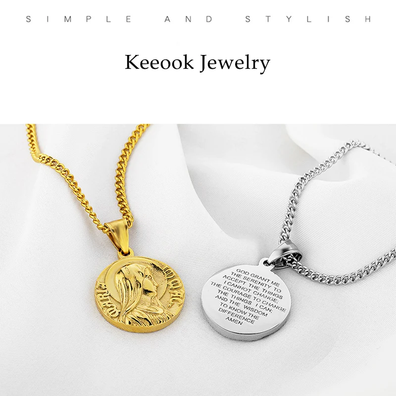 Католическая Дева Мэри Золотая цепь ожерелья из нержавеющей стали наша Леди