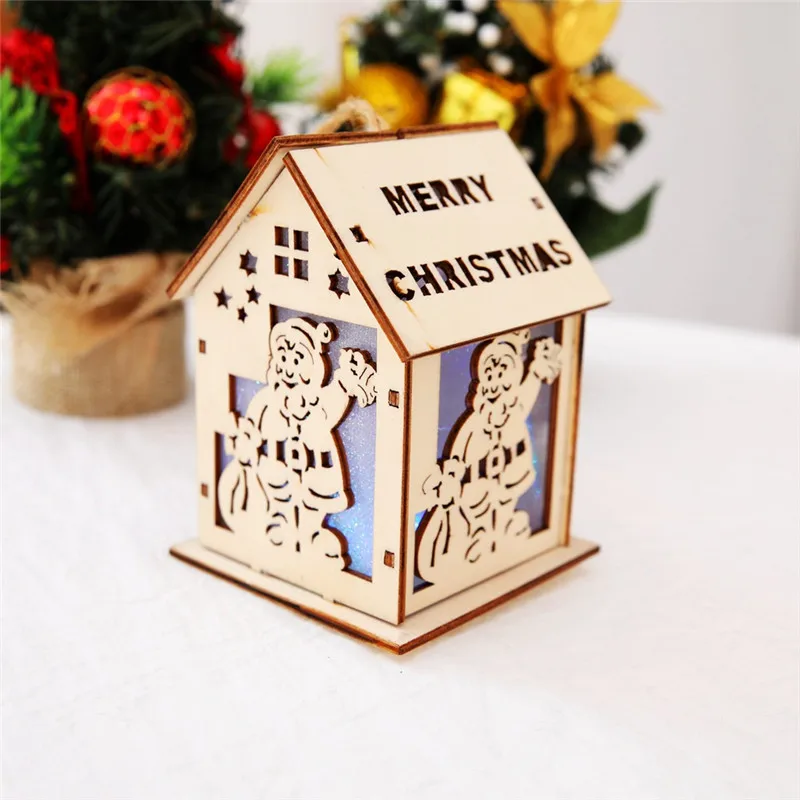 10x7x7cm A Hoomall деревянный светодиодный светильник, светящийся деревянный дом, Настольная Рождественская елка, Звездные украшения, рождественские украшения для дома, Navidad - Цвет: 10x7x7cm A