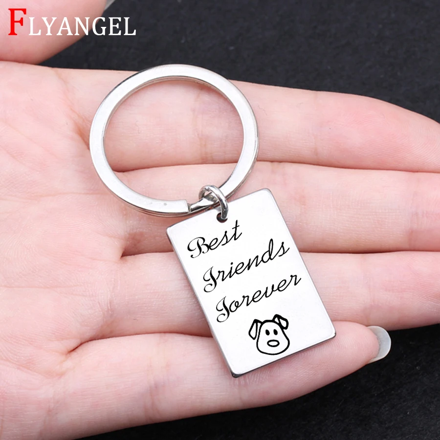 Fashion Jewelry Famliy Key Chain Engraved Best Friend Forever Keychain For Pet Dog Friends Mother Gift Stainless Steel Keyring |