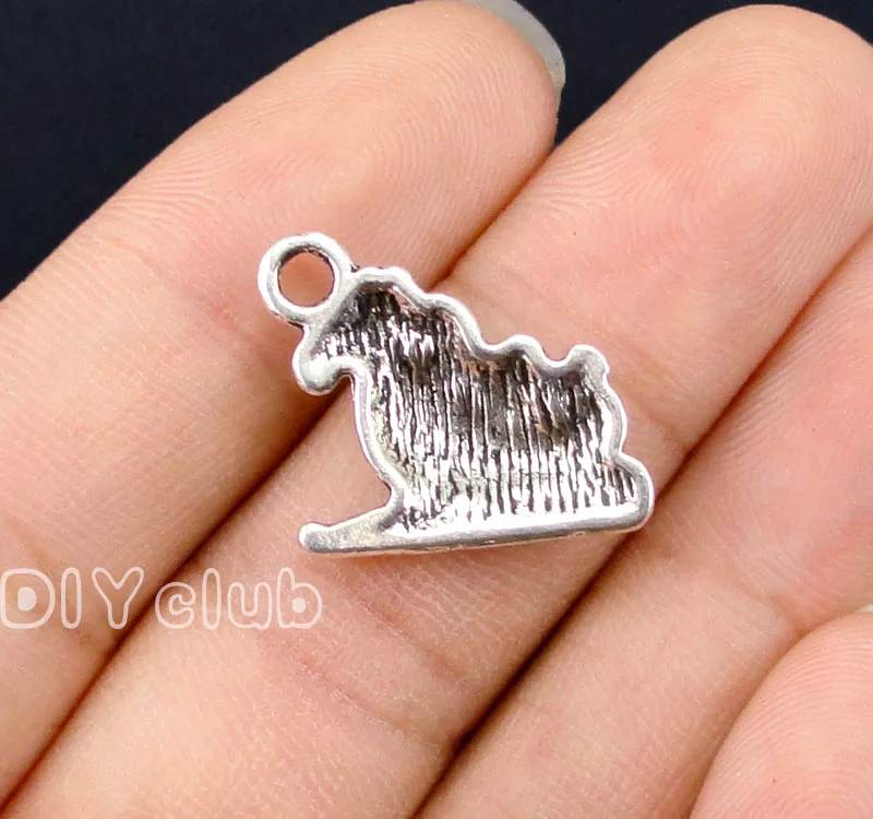 60 шт. рождественские шармы-сани античные серебряные подвески-Санты 18x17 мм |