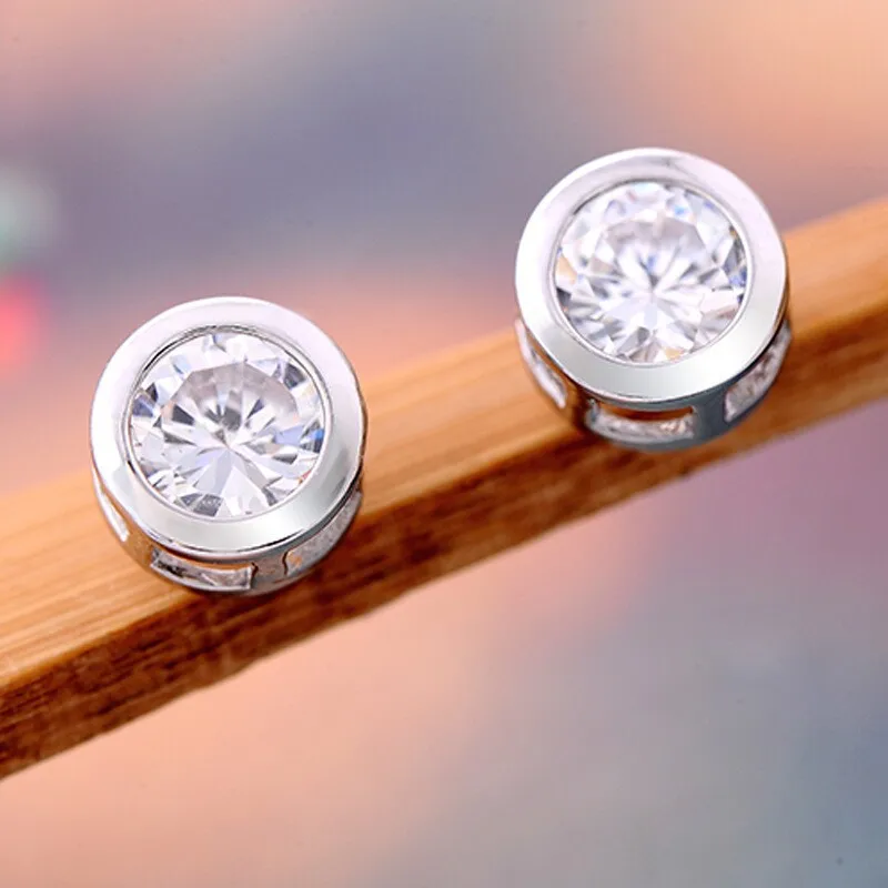 1 пара посеребрение белый глаза стиль корейский элегантный кристалл круг