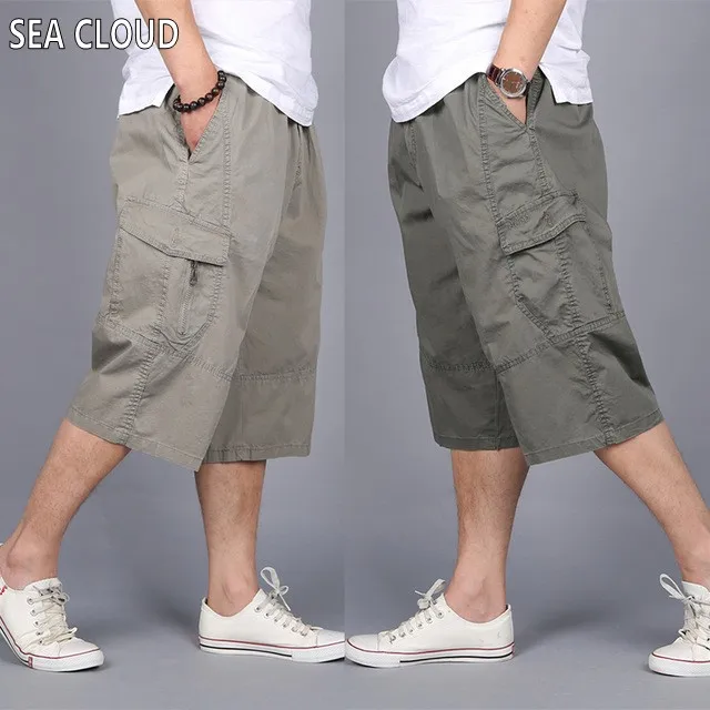 

82 Summer plus size casual capris shorts men's clothing loose tooling Elastic Waist Knee Length short trousers 6xl