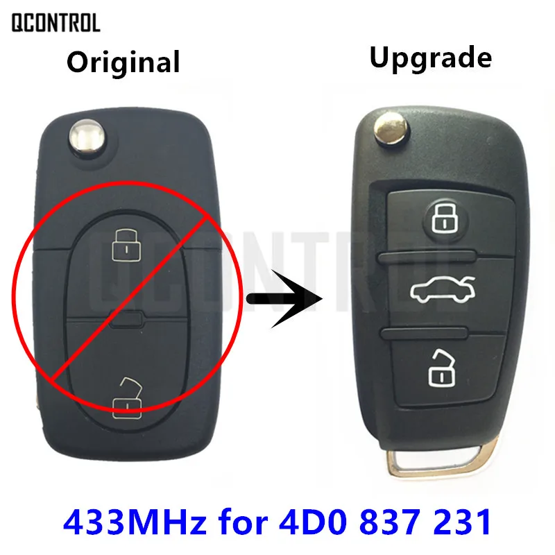 Фото Пульт дистанционного управления QCONTROL 433 МГц для AUDI 4D0 837 231 / 4D0837231 A2 A3/B5 A4 A6 Quattro RS с