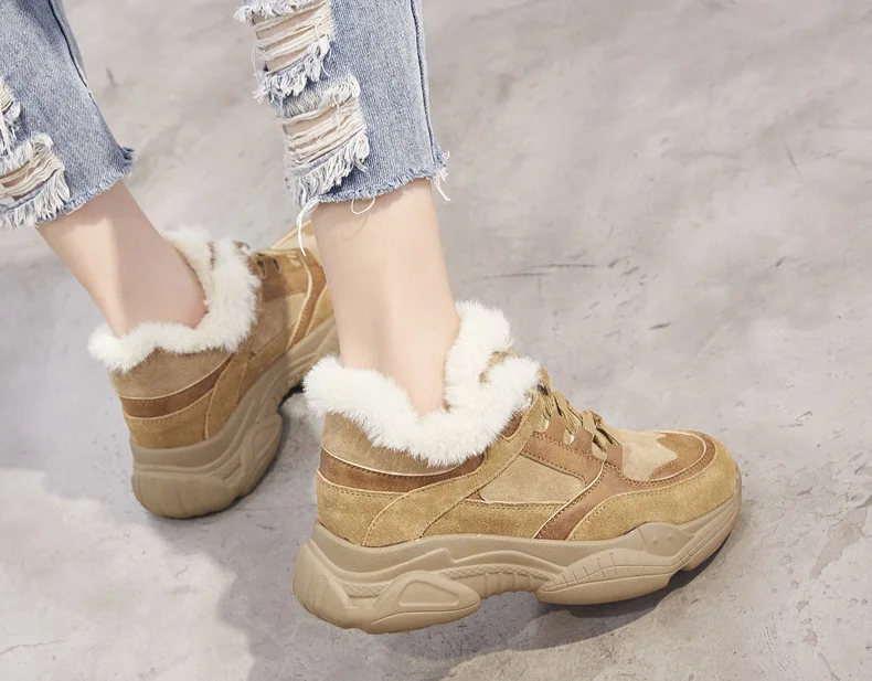 Zapatos mujer; Повседневная обувь; женские модные брендовые теплые кроссовки на платформе; chaussure; Сезон Зима; Новинка; женская обувь на меху; Цвет Черный