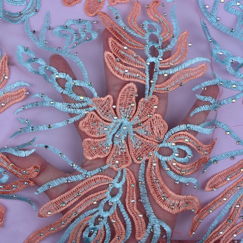 

Factory Price African Lace Fabric 2018 High Quality French Mesh Lace Fabric With Stones Nigerian Lace Fabrics For Wedding F1280