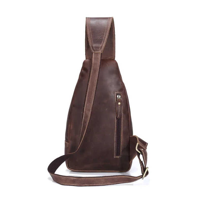 Винтажная Мужская нагрудная сумка Crazy Horse из воловьей кожи сумочка слинг для