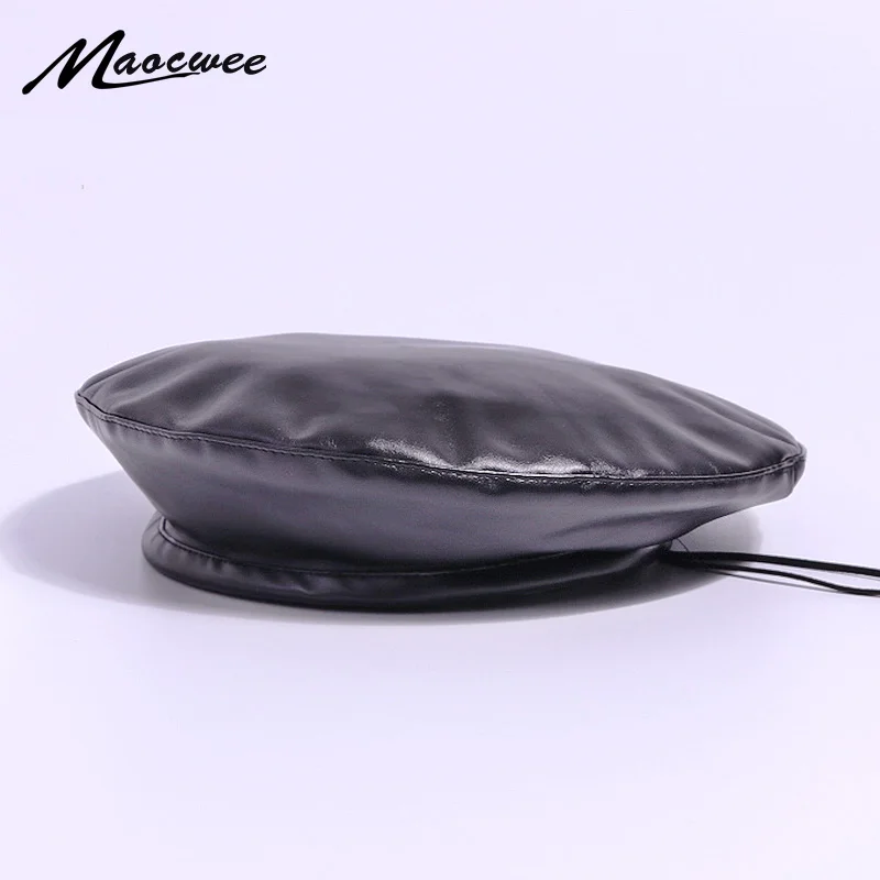 

Берет французский плоский головной убор модная шапка из ПУ высококачественная повседневная шапка женская кепка студенческий берет летняя ...