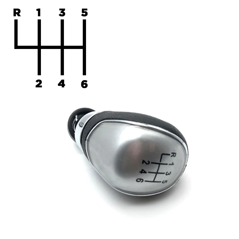 silver-R123456 5 6 скоростей ручной рычаг переключения передач Ручка с кожаной загрузкой для FORD FOCUS MK2 FL MK3 MK4 MK7 MONDEO MK3 C-MAX S-MAX TRANSIT GALAXY - Название цвета: silver-R123456