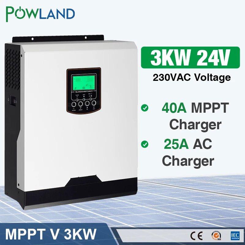 3000 Вт Солнечный инвертор 220 В 40A MPPT 3Kva чистая Синусоидальная волна 50 Гц решетки 24 в
