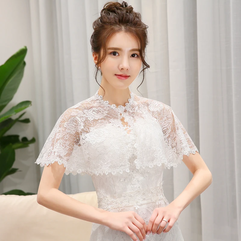 New Korean Style The Bride Thin Lace Summer Wedding Coats Cloak Shawl Generous And Beautiful 0409-01 | Свадьбы и торжества