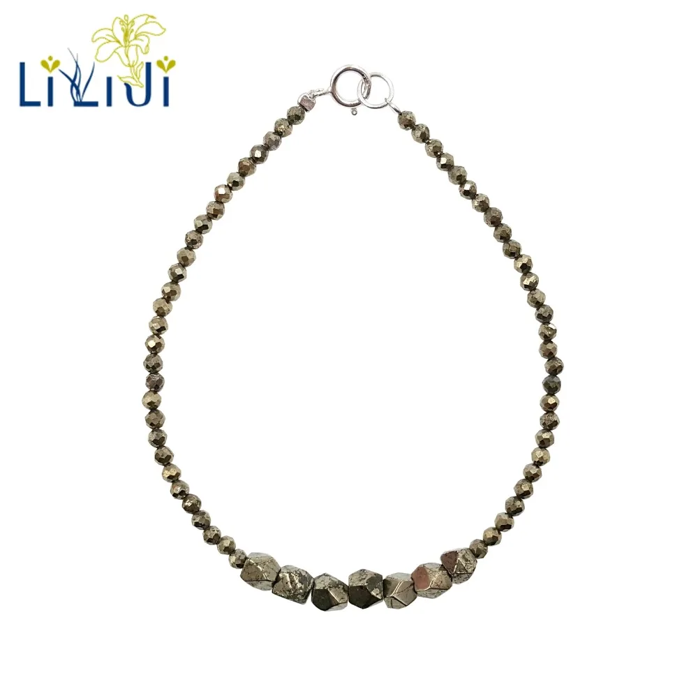 Браслет Lii Ji Tiny Pyrite 925 пробы Серебряный для мужчин и женщин|Гибкие жесткие