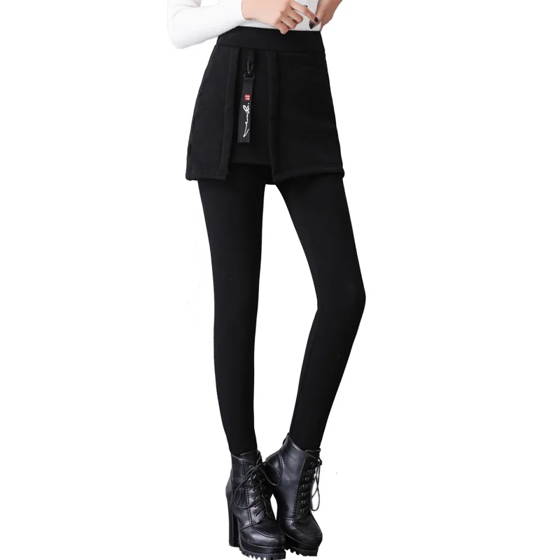 

Women's Winter Warm Pant Skinny Skirt Leggings Female Plus Size 5xl 6xl Trousers For Women Velvet Fake Two-piece Skirt Pants