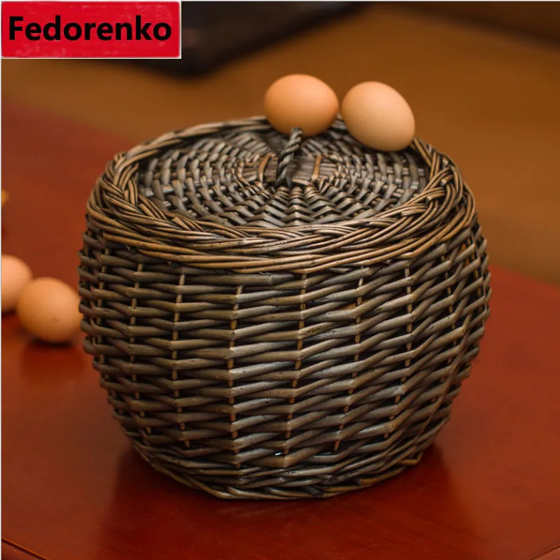 Плетеные корзины из ротанга плетеные для яиц с крышкой плетеная корзина ручной