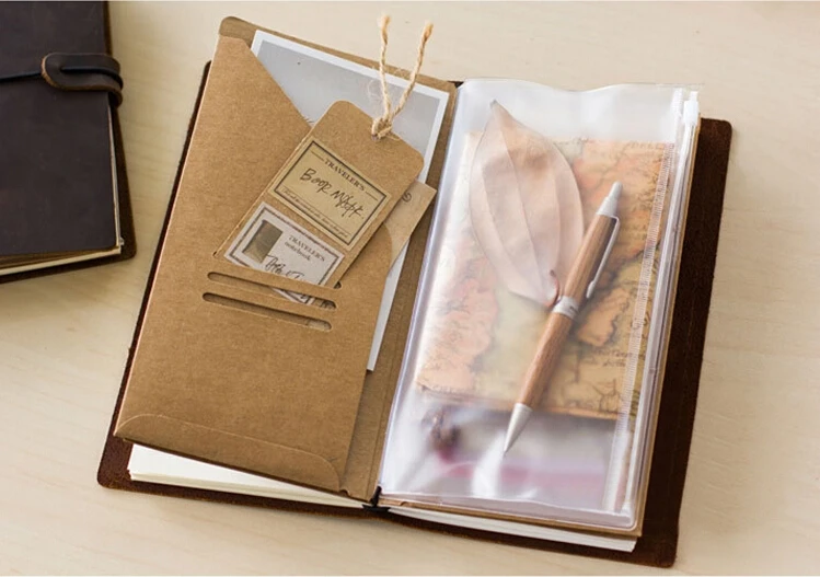 

Hot Sale 100% Genuine Cow Leather Cover Retro Traveler's Notebook Diary Journal Vintage Handmade Travel Note Book Pocket Planner