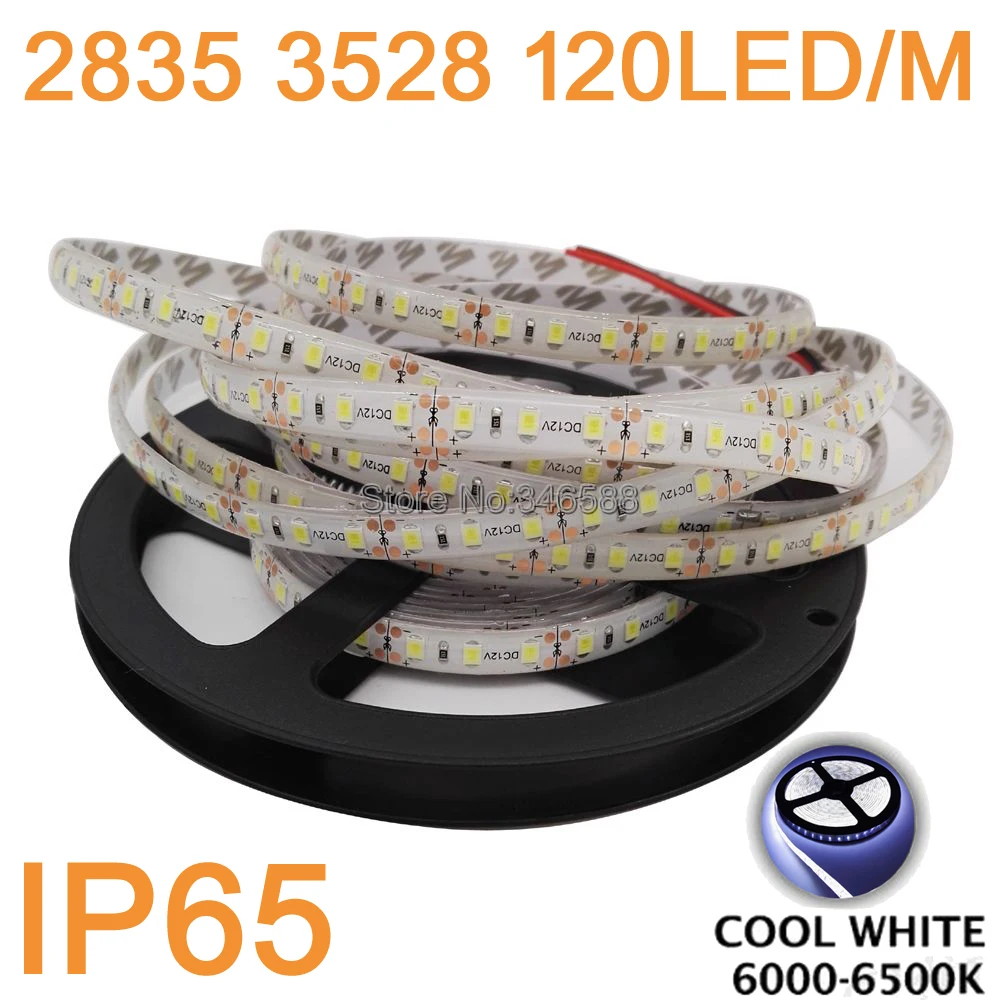 5 м/лот 12V IP65 Водонепроницаемый 3528 2835SMD 600 Светодиодные ленты светильник в виде ленты 120 светодиодный led/m теплый белый холодный белого и синего цвета зеленый красный Светодиодные ленты e