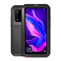 love mei heavy duty full protection case for huawei p30 lite nova 4e shockproof case soft silicone metal cover toughened glass