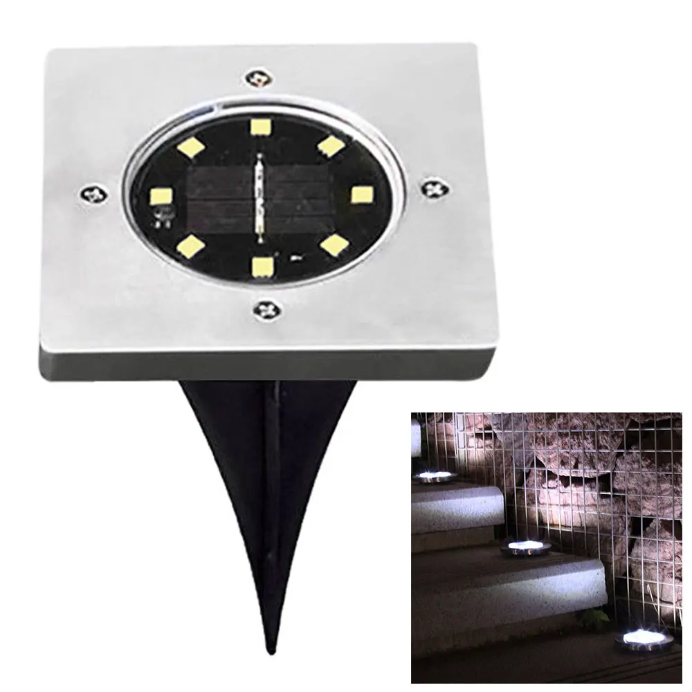 8LED солнечная энергия, похороненный свет, дисковые огни, Солнечная лампа, 300Лм, садовая газон двор, ландшафтные ландшафты, путь, наземная лампа, Прямая