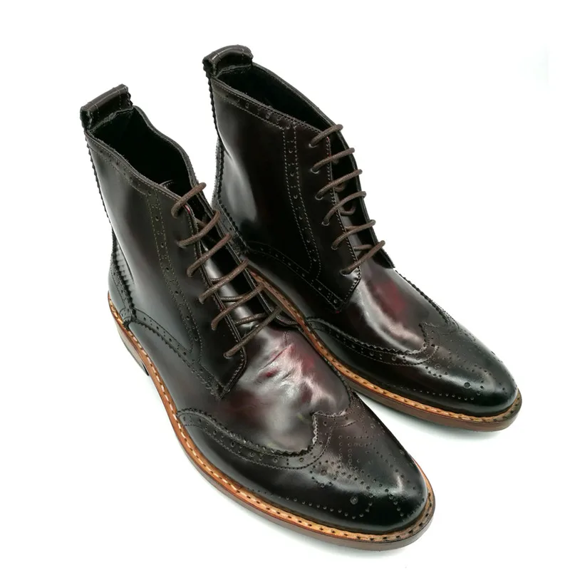 Рекламные товары мужские ботинки ручной работы кожаные ботинки-броги короткие