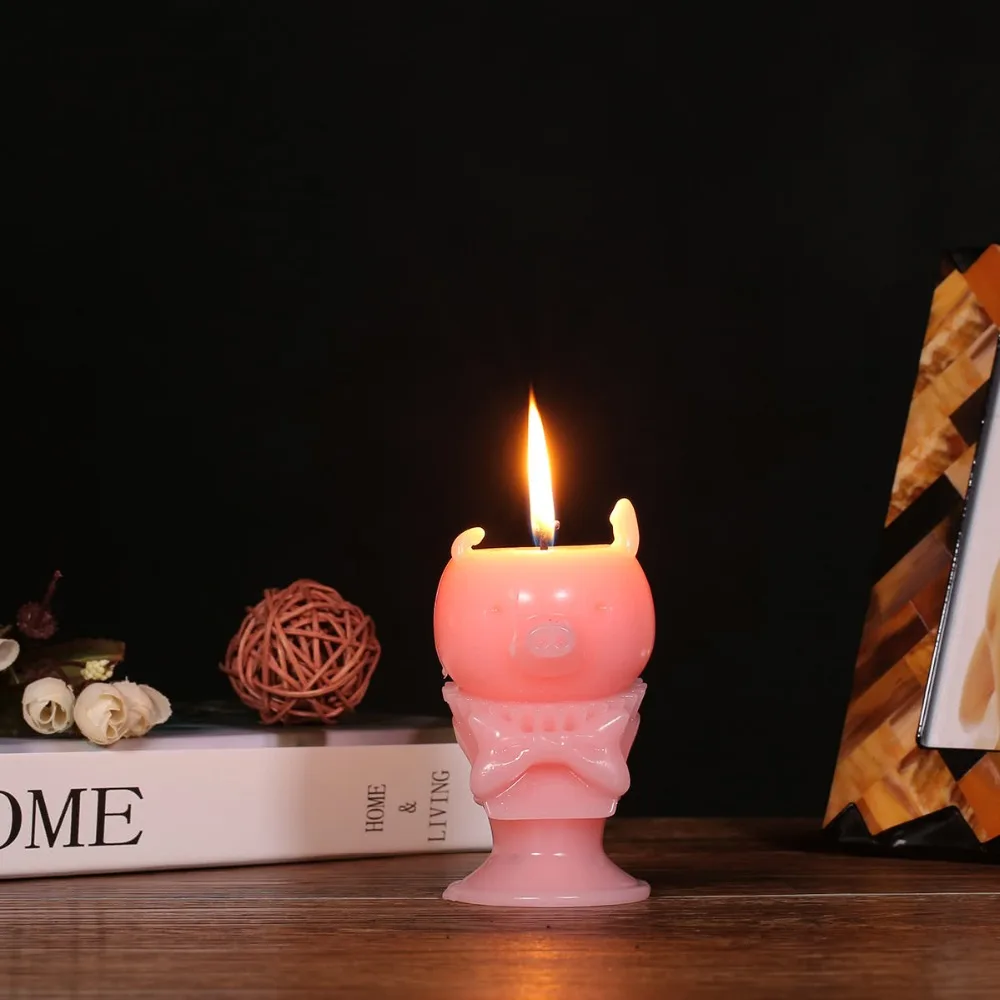 AN1P Scented Candle - Pink Piggy Decorative Aromatherapy Wax Natural Cotton Wick Home Decoration Animal Candles | Дом и сад