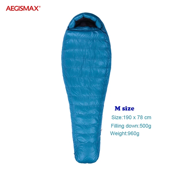 AEGISMAX M3 серия Сверхлегкий уличный походный Теплый удлиненный 95% белый гусиный пух Зимний Спальный мешок для взрослых - Цвет: M size 190x78cm