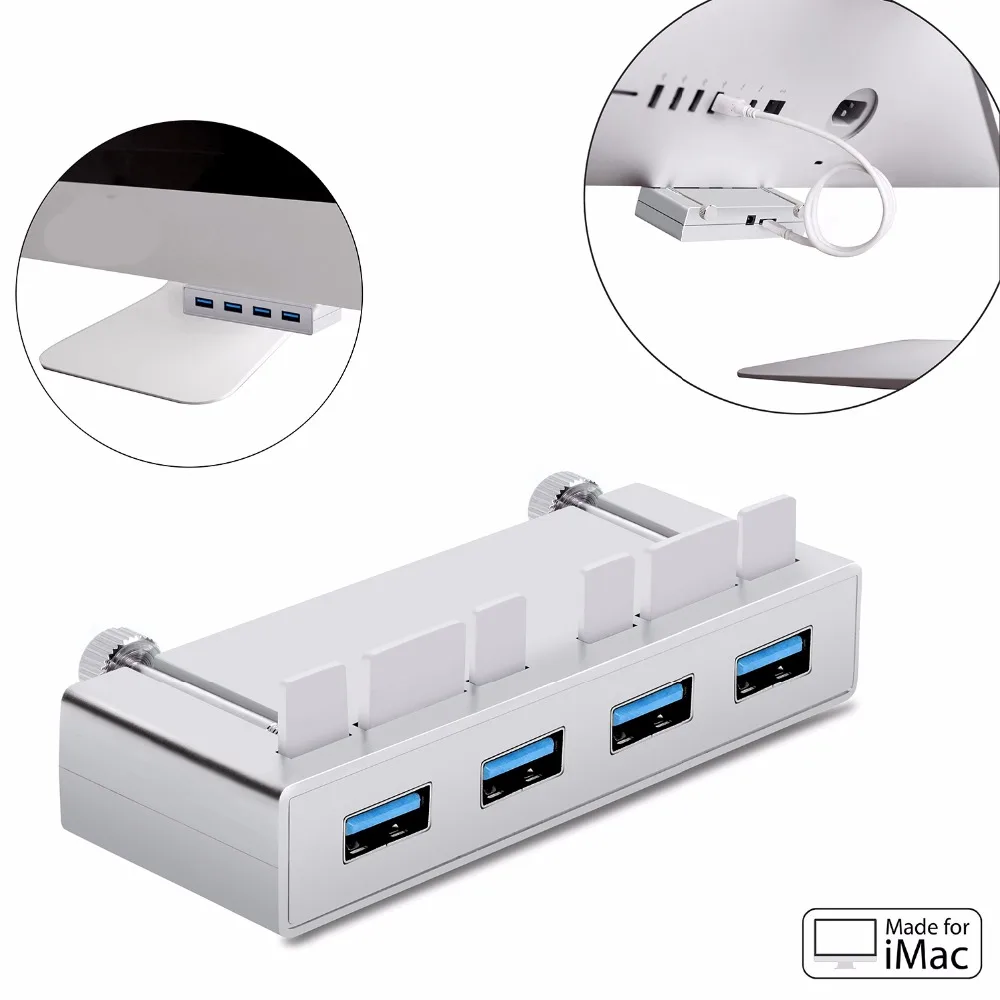 Высокая Скорость 4 Порты USB 3.0 концентратор с 2-футов кабель Портативный Алюминий