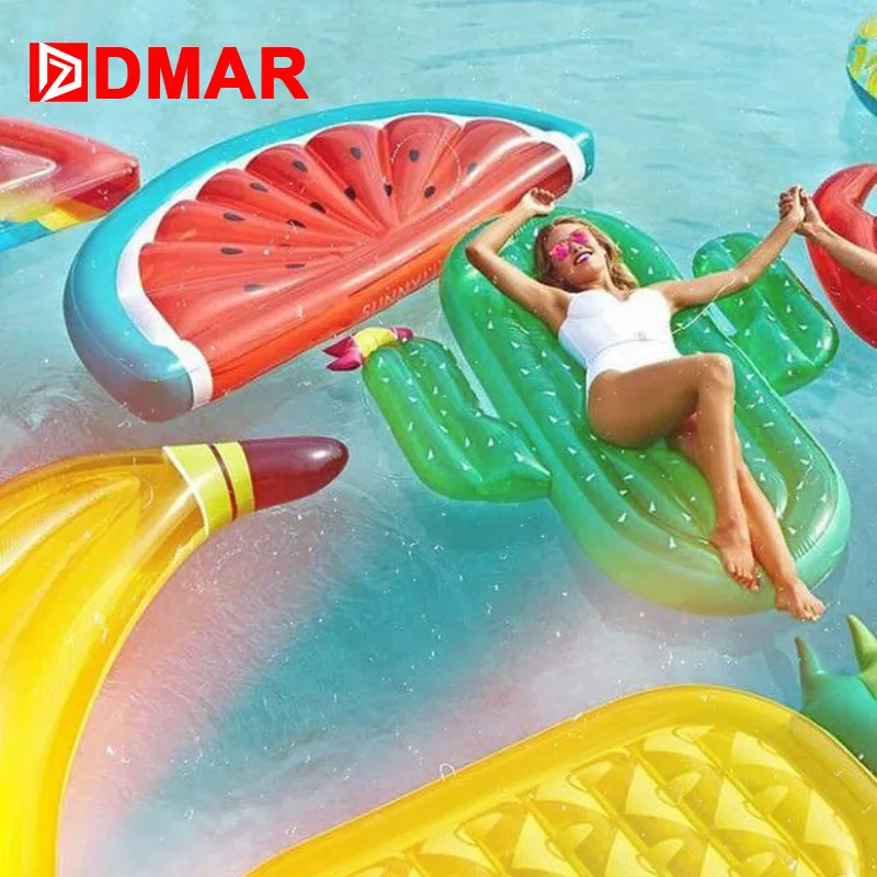 DMAR 185см Надувной Матрас Для Купания Арбуз Ананас Кактус Фламинго Плавательный Круг Для Плавания Надувные Игрушки Бассейна Пляжа Плавающий Плот для Детей Взрослых Как Надувной Единрог Пончик
