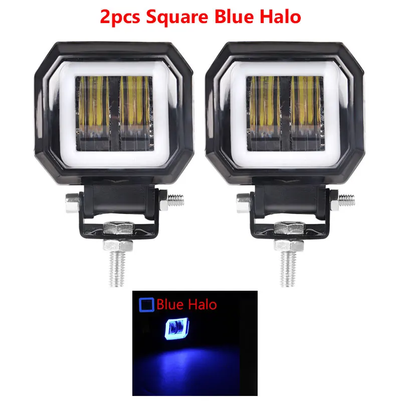 2pcs square blue 3-дюймовый 7D объектива Светодиодный точечный светильник для автомобиля, круглая, квадратная, Портативный светодиодный рабочий светильник внедорожный грузовик вождение автомобиля мотоцикла 24V 12V светодиодный ATV - Цвет: 2pcs square blue