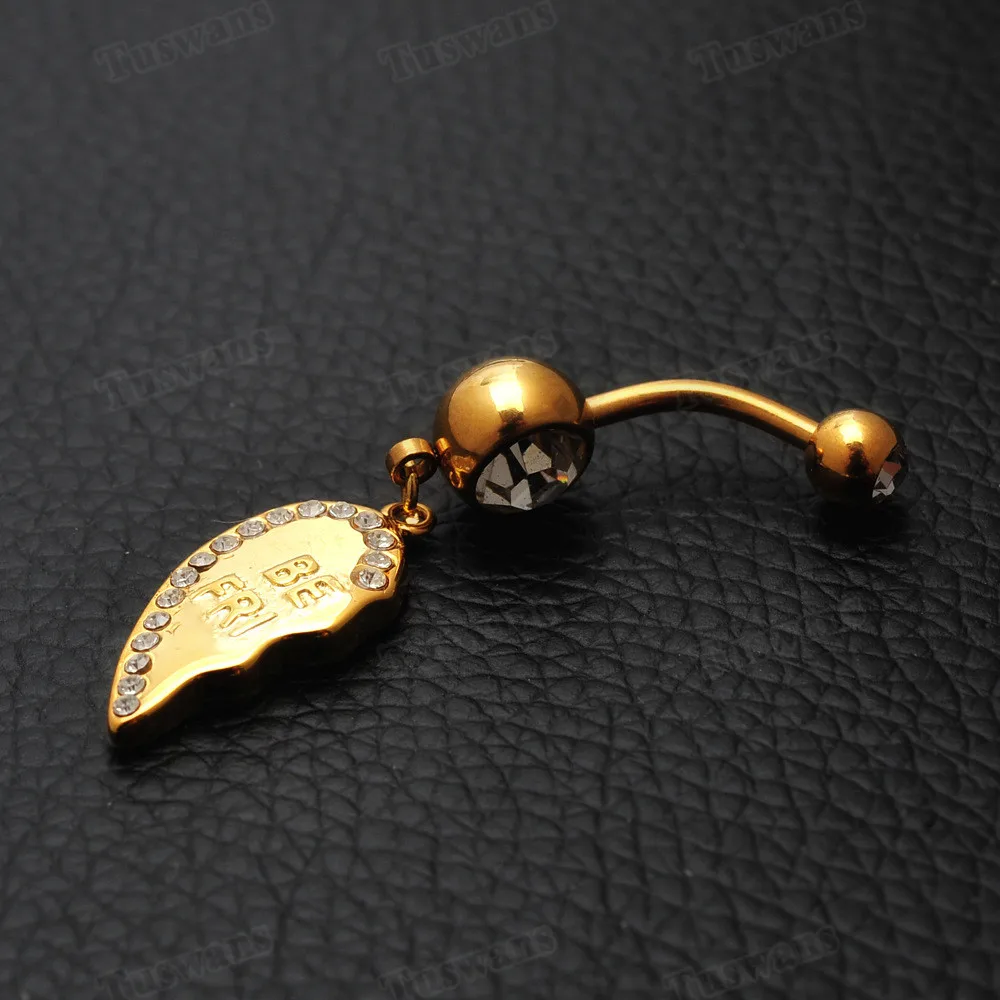 Милые две половинки сердца пара колец для пупка Пирсинг живота ювелирные изделия