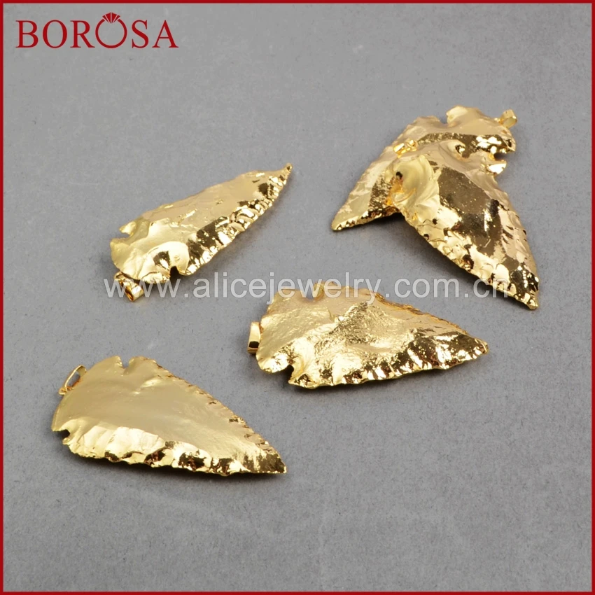 Распродажа BOROSA 5/10 шт. наконечник стрелы полный золотой цвет натуральные