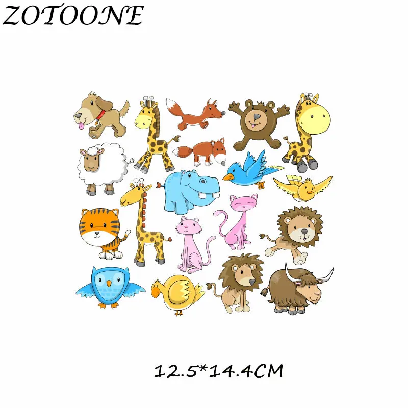 ZOTOONE DIY нашивки с теплопередачей для аппликация на одежду Детская одежда украшения милый мультфильм животных сочетание железа на нашивках - Цвет: 489