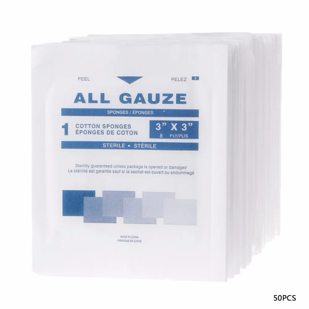 

50Pcs Sterile Gauze Pads 3x3'' Non-Stick Medical Absorbent Cotton Swabs Health