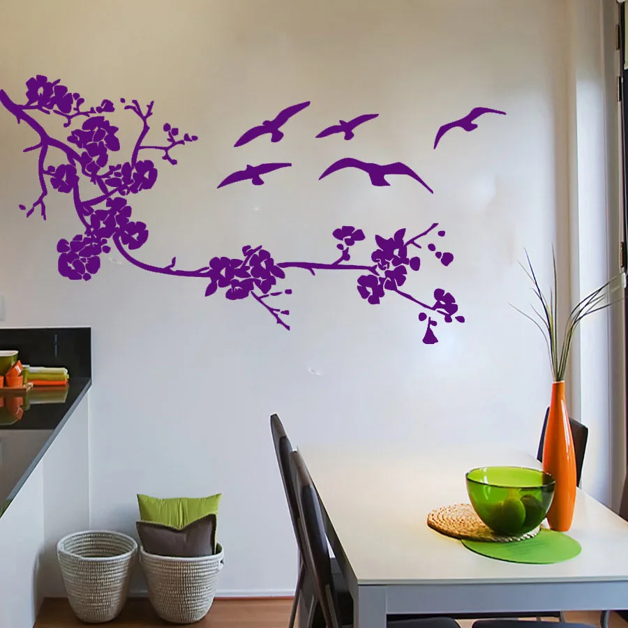 ZOOYOO Birds Tree Branch Wall Art Sticker Living Room Bedroom Home Decor Kitchen Window Nursery Decals Decoration | Дом и сад