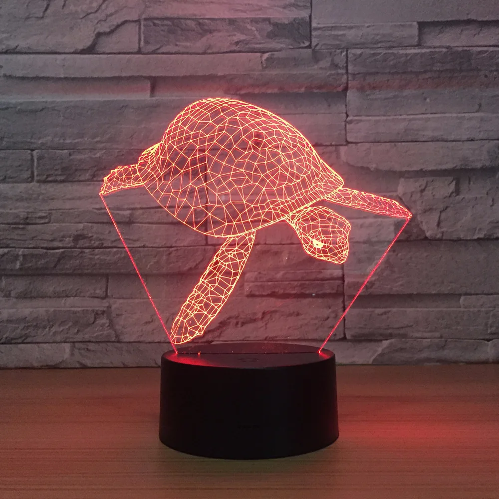 Светодиодная 3d лампа в виде черепахи для маленьких детей милая с сенсорным