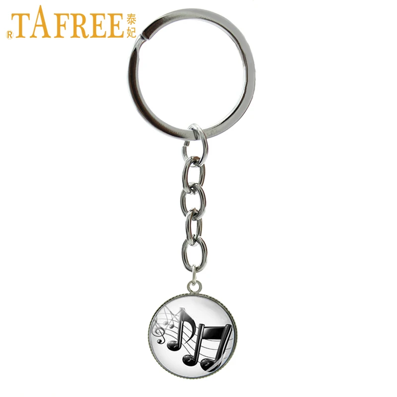 

TAFREE Charming Musical Note keychain 2017 New Fashion Music fans lovers key chain ring holder trendy musician jewelry T462