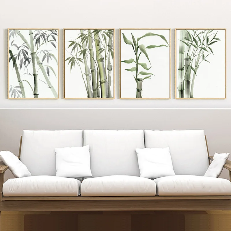 HAOCHU современный китайский стиль тушью Холст Картина бамбуковое дерево пейзаж