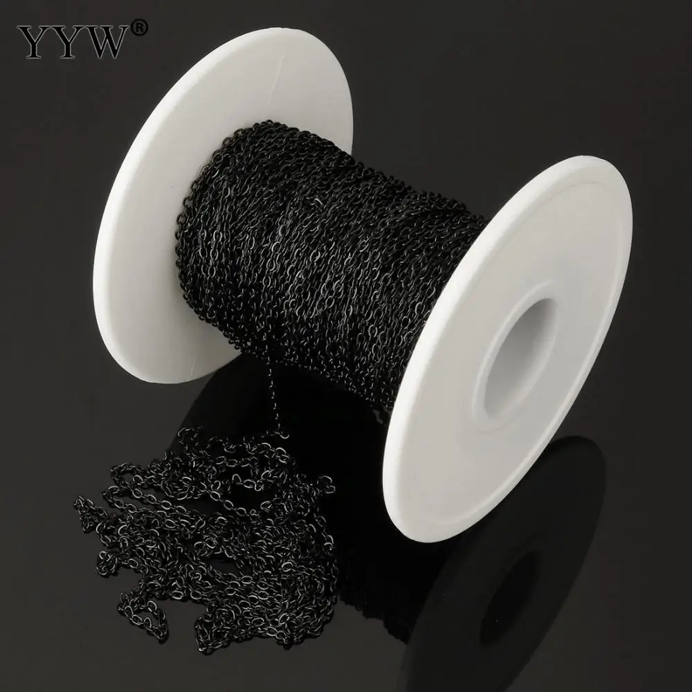 

Stainless Steel Oval Chain With Plastic Spool Black Ionic Chain Roll Jewelry Making Necklace Bracelet Reel Bobbin 20m/Spool