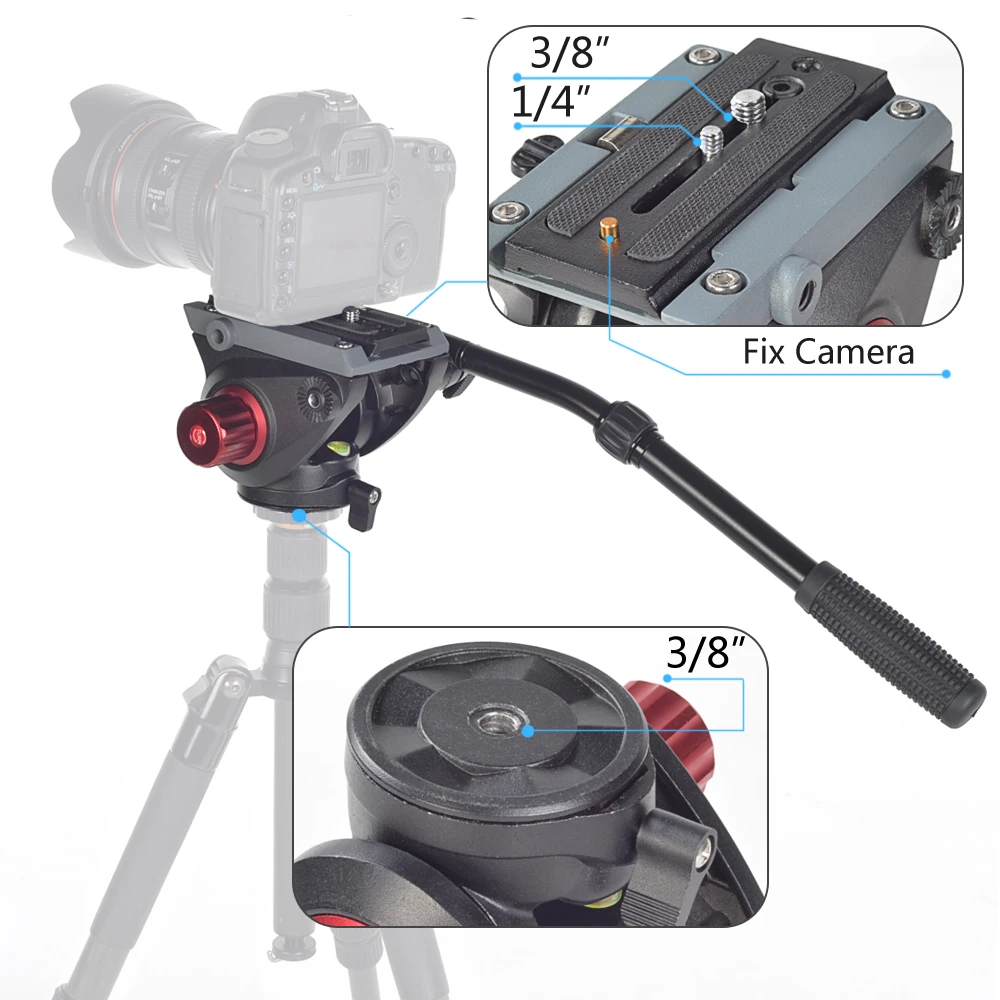 ASHANKS FH2 8 кг нагрузки жидкости головка для монопода трек слайдер видео DSLR видеокамеры