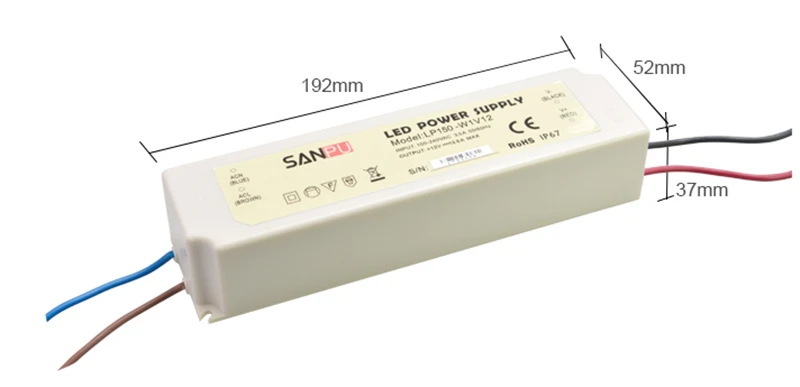 Новинка года sanpu smps Питание для светодио дный 12 В 150 Вт 12A IP67 переключатель драйвера 110 V 220 V AC DC трансформатор для освещения Водонепроницаемый Пластик