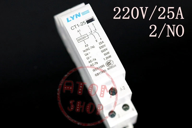 CT1 25 25A 2P 230v 50 или 60HZ Din rail AC контактор для дома LYN 2NO|ac contactor|contactor achousehold contactor |
