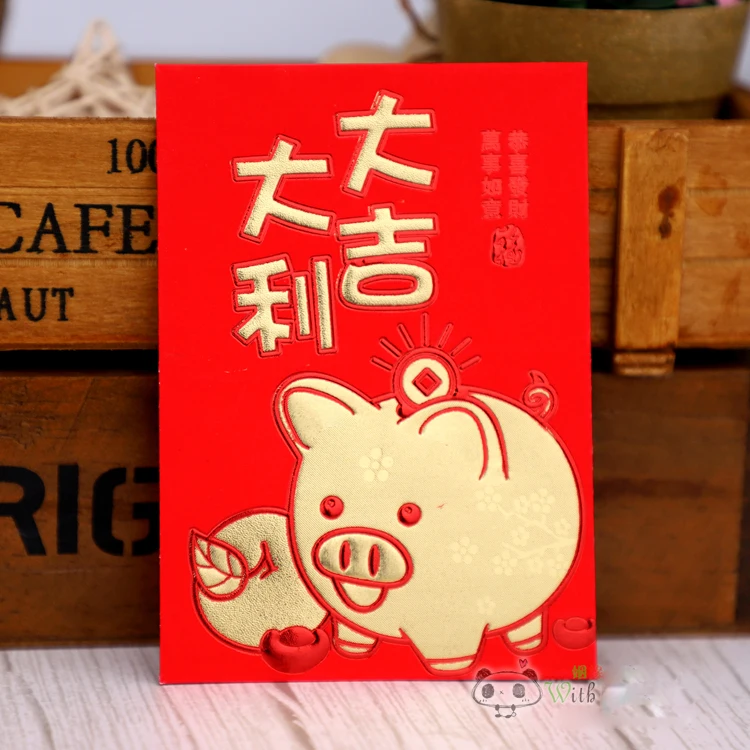 Толстый бумажный 3d принт с рисунком поросенка красный пакет китайский