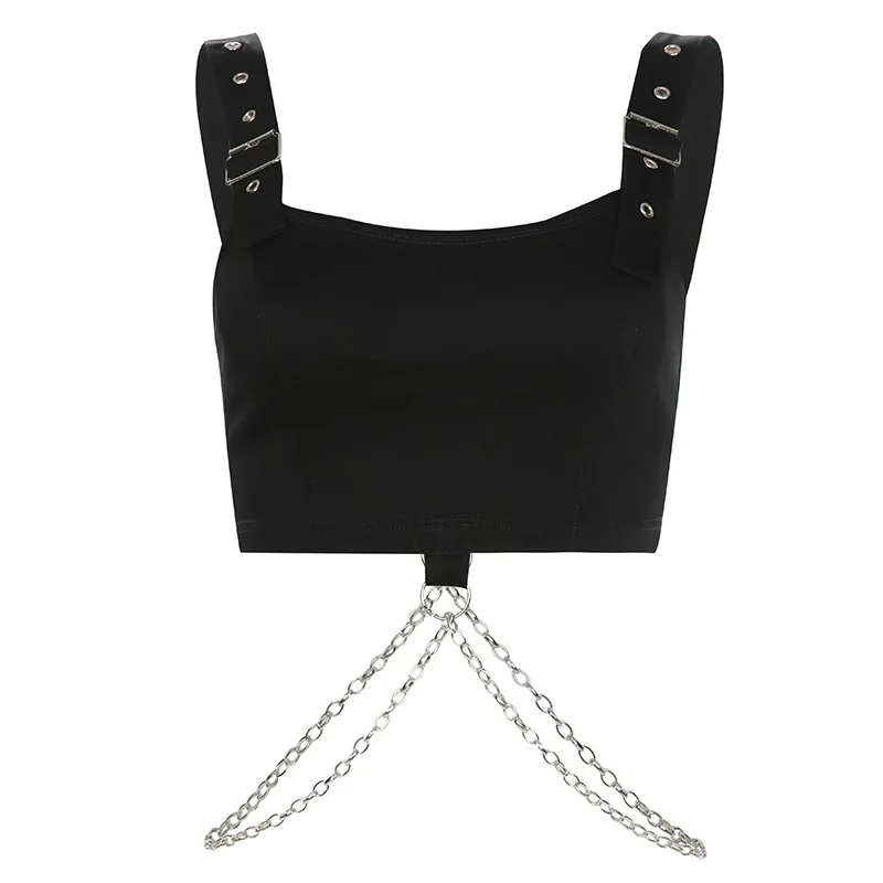 Женский уличный топ на бретельках готический тканый кроп с регулируемыми