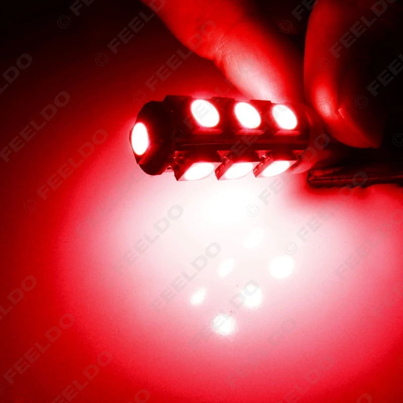 FEELDO 2 шт. 7 цветов BA9S T4W 1895 5050 13SMD 13LED лампа Автомобильные Боковые светодиодные лампы