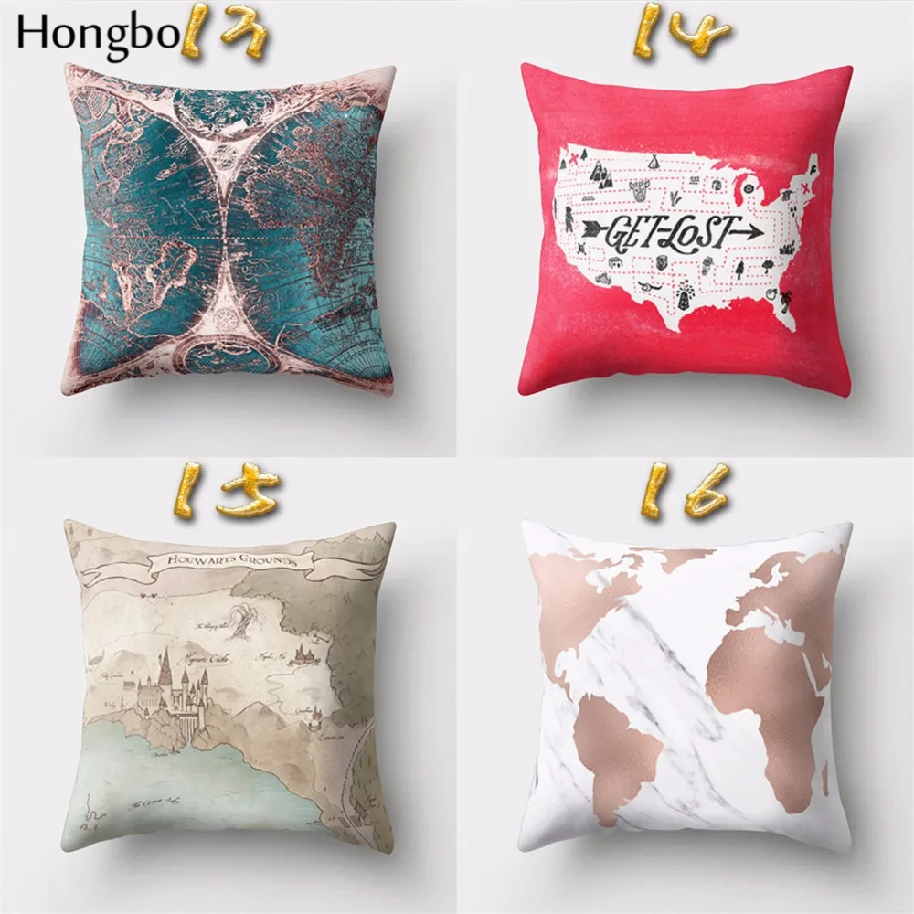 Hongbo 1 шт. винтажный цветной чехол для подушки в стиле карты мира с узором из