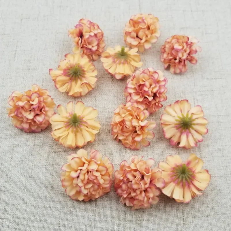 light orange 30 шт./лот искусственный цветок из шелка соцветия гортензии для свадебной вечеринки украшения дома DIY ВЕНОК Подарочная коробка скрапбук ремесло - Цвет: light orange